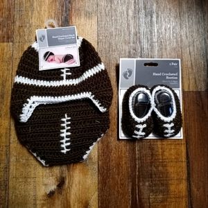 Baby Boy Sz 0-9 mths Crochet Football Outfit & Booties